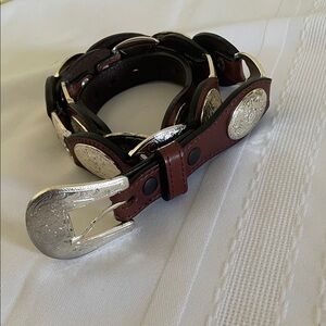 -Brown Genuine Leather women’s western belt size small  size 34 length 40 inches